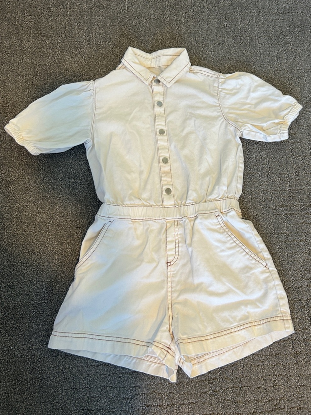Old Navy Cream Button-Front Cotton Romper